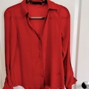 Outback red - Red button down polka dot top - size SMALL